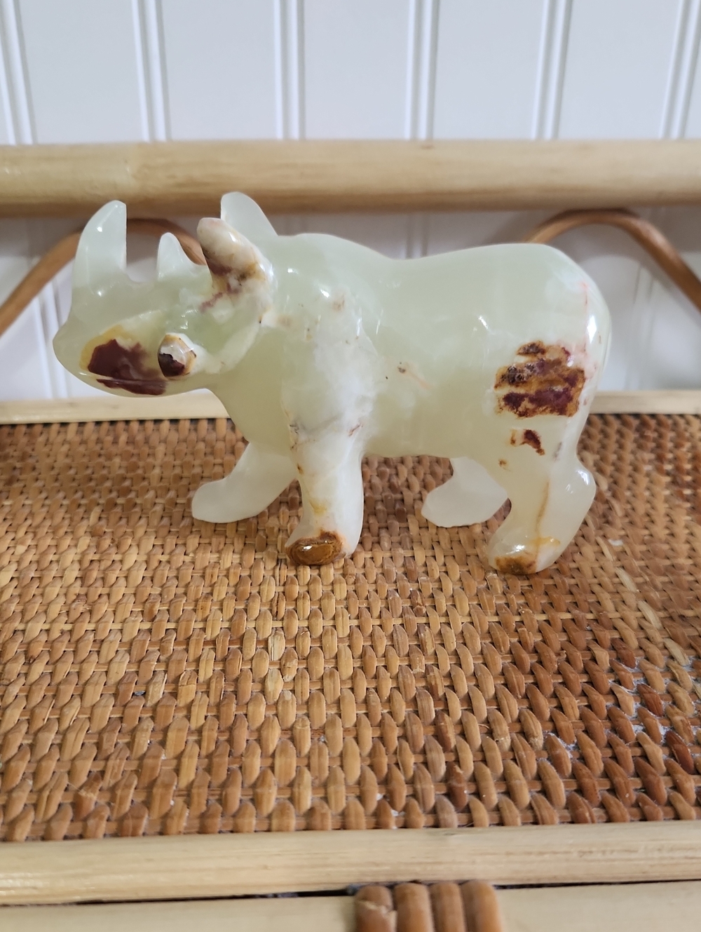 Green Onyx Rhino Carving